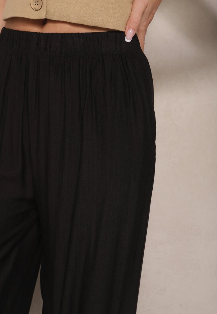 h&s Pantaloni Negri Palazzo cu croi larg High Waist Lislevia