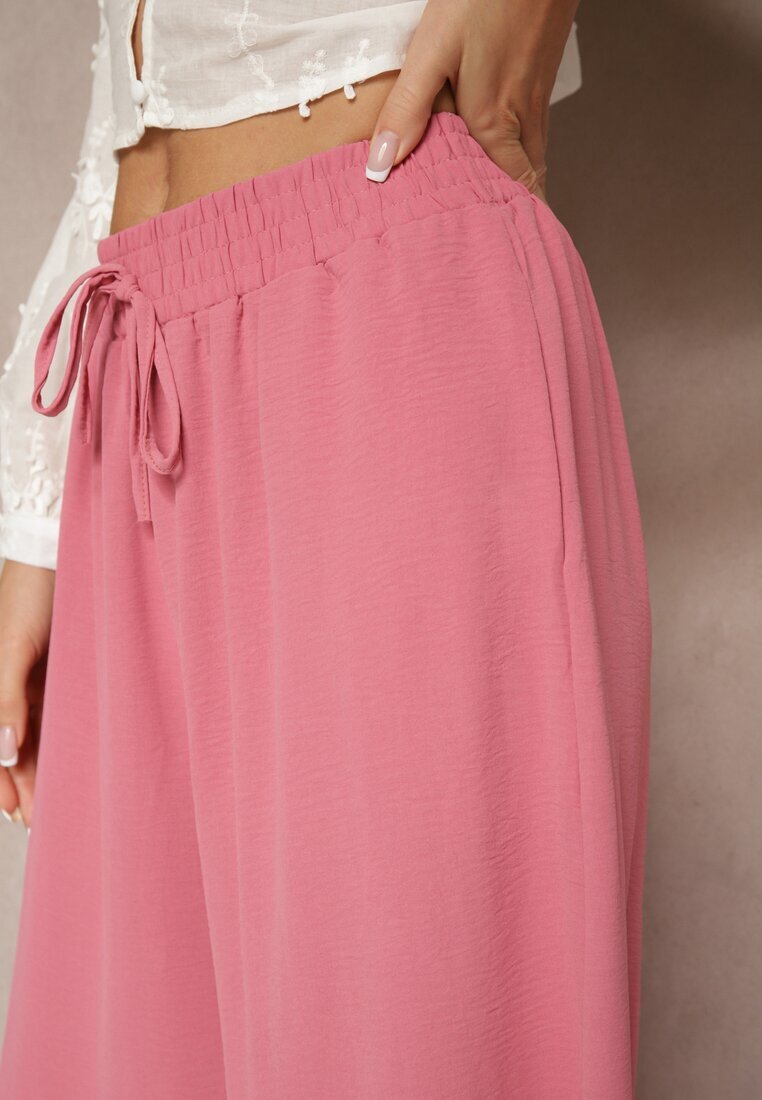 h&s Pantaloni Palazzo Roz cu Croială Largă Decorați cu Șnur Ularira