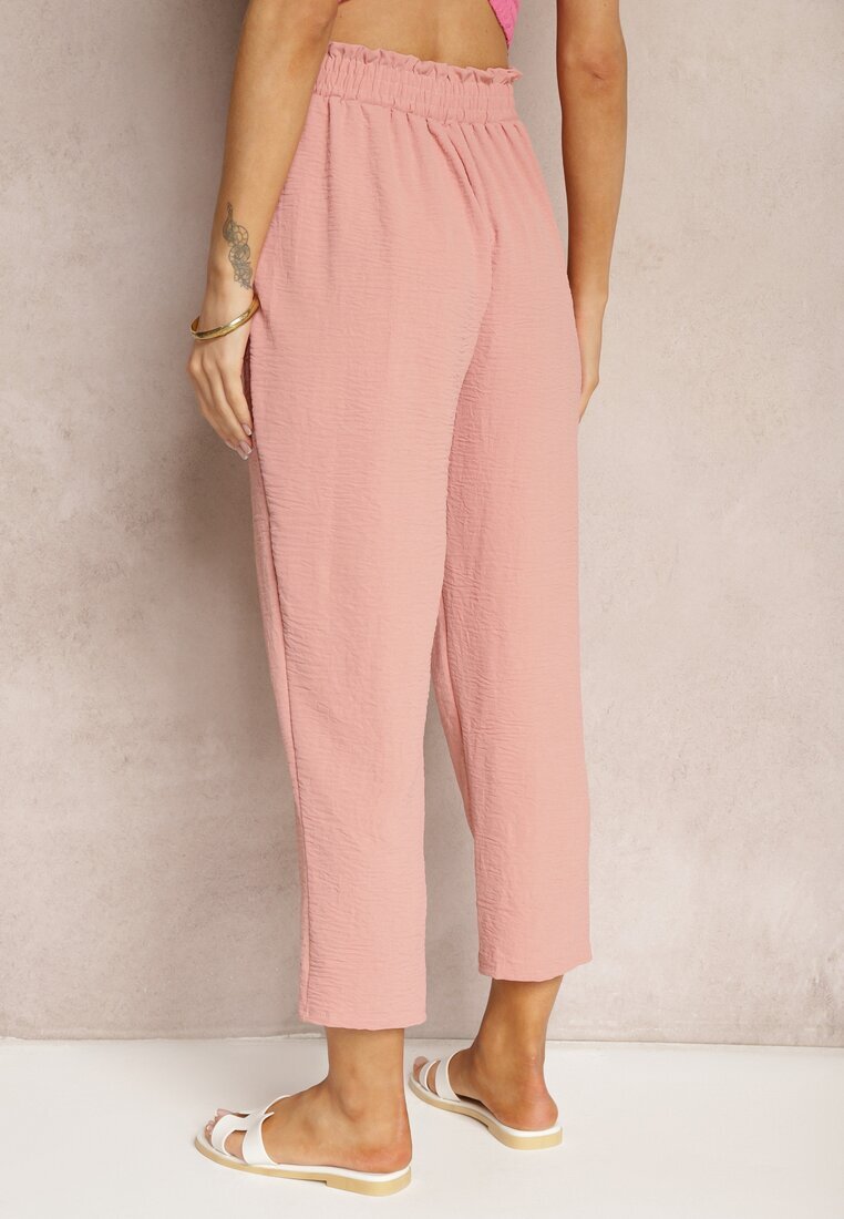h&s Pantaloni Roz închis High Waist Legați în talie Finisați cu elastic în talie Dimixi