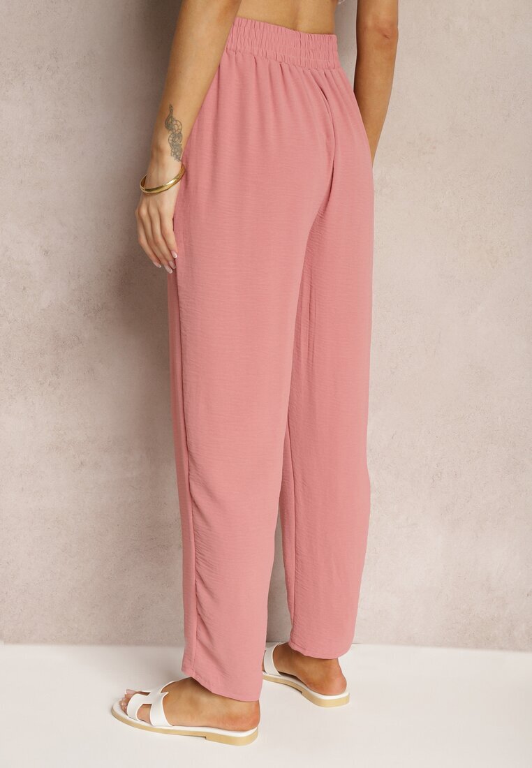h&s Pantaloni Roz închis Regular High Waist cu cordon în talie Dimeca