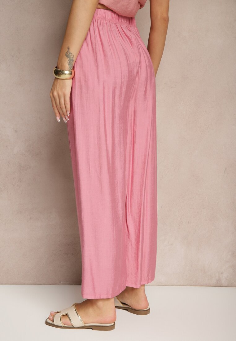h&s Pantaloni Roz Palazzo cu croială largă High Waist Lislevia