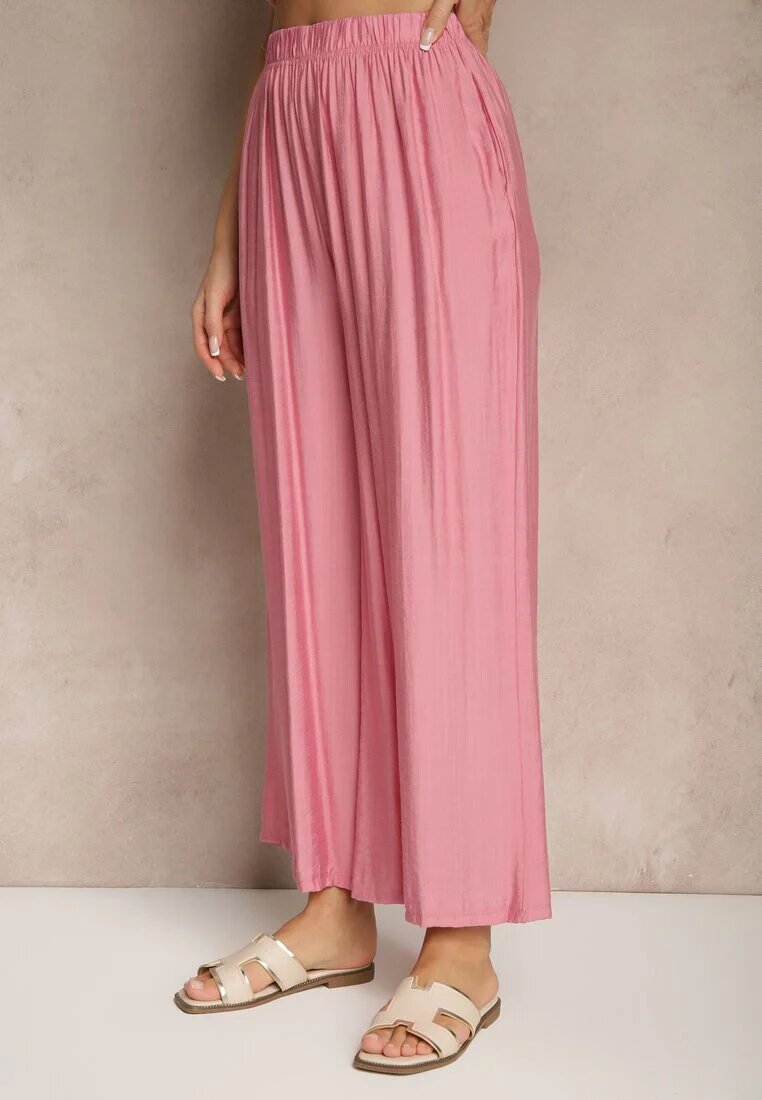 h&s Pantaloni Roz Palazzo cu croială largă High Waist Lislevia