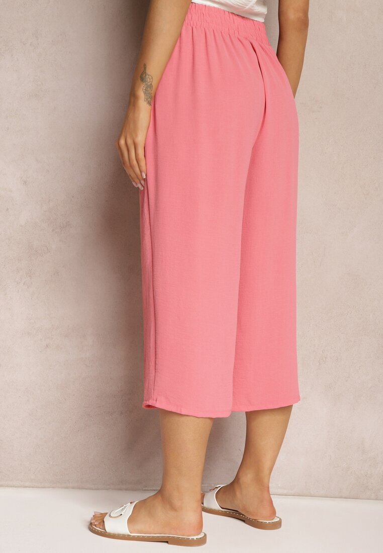 h&s Pantaloni Roz Palazzo cu elastic în talie și lungime 3/4 Moolia