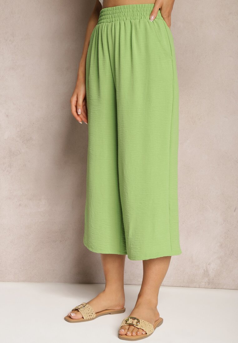 h&s Pantaloni verde deschis Palazzo cu elastic în talie și lungime picior 3/4 Moolia