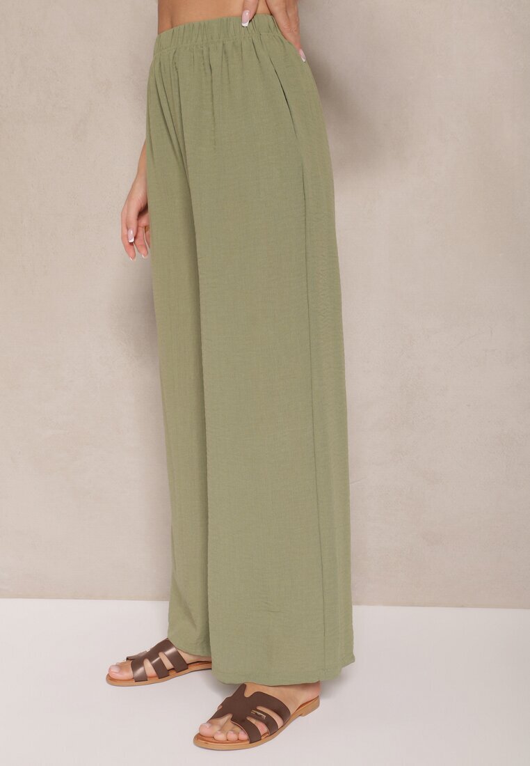 h&s Pantaloni verde închis Palazzo cu croială largă Talie înaltă Ollevia