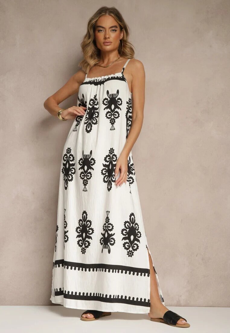 h&s Rochie Albă Evazată cu bretele cu imprimeu ornamental Reveleine
