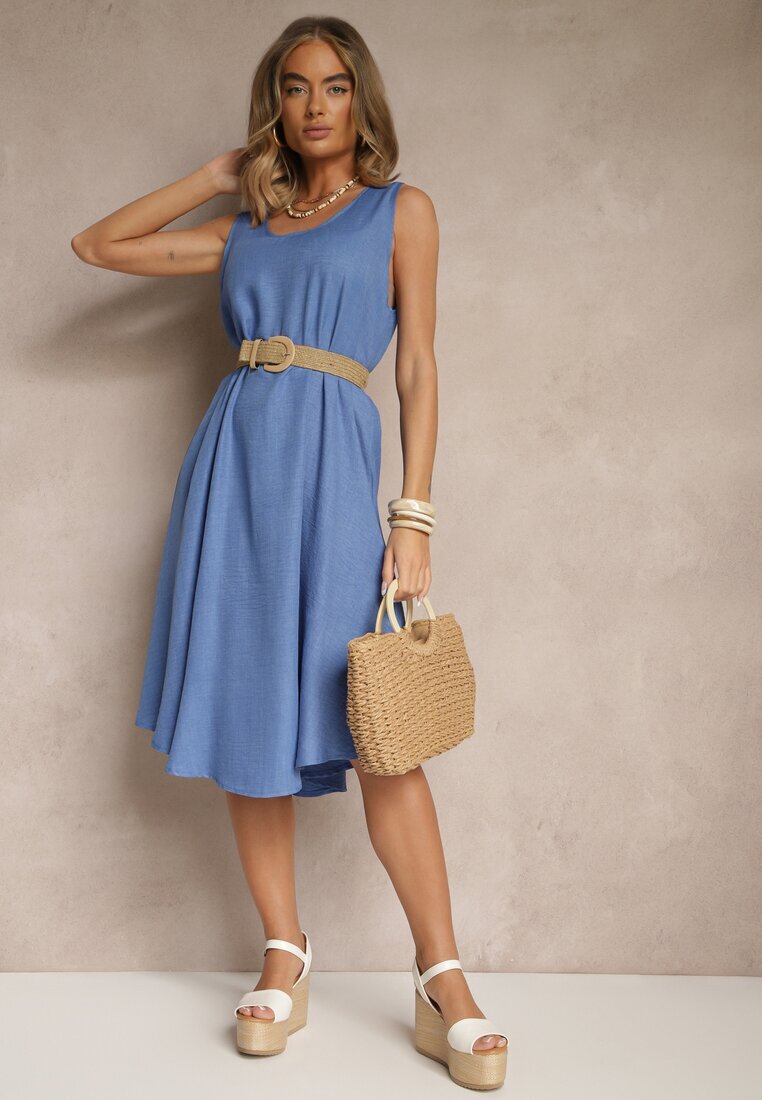 h&s Rochie Albastră Basic cu croială cloș Mevolira