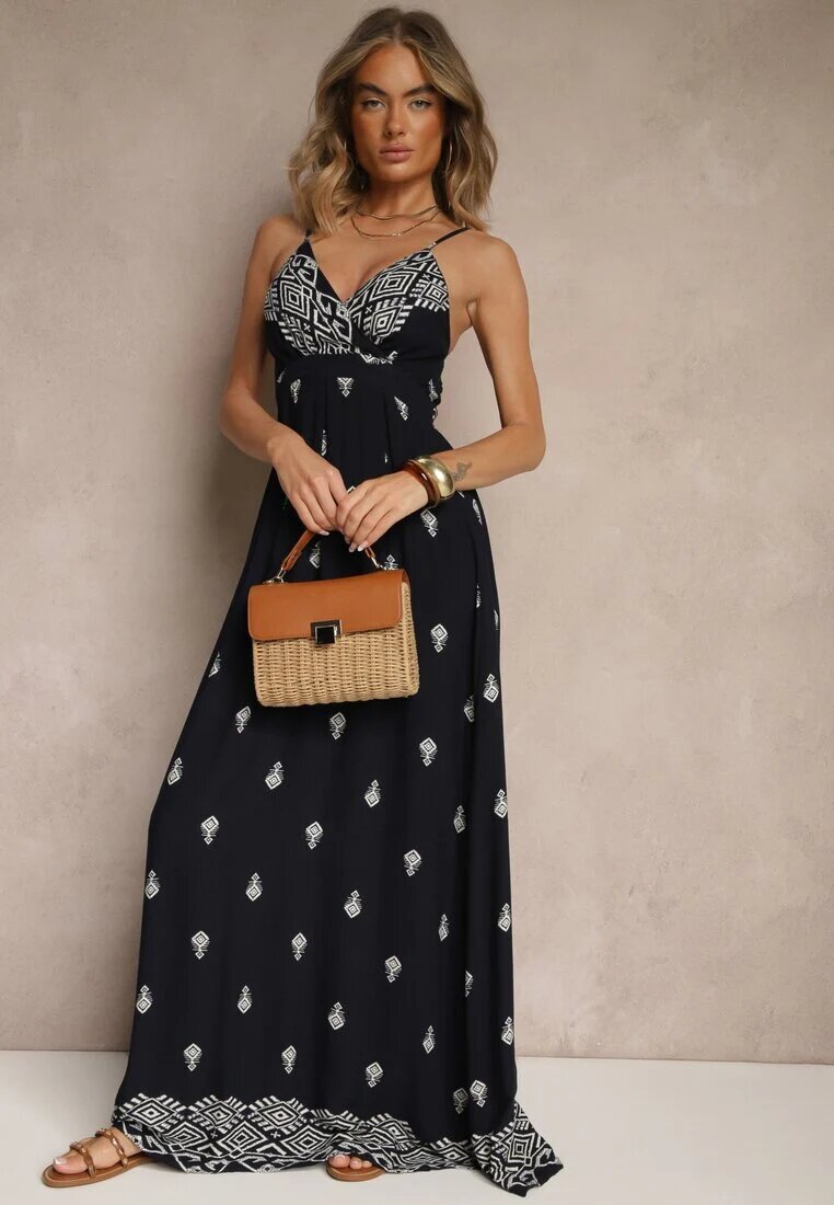 h&s Rochie Bleumarin petrecută cu bretele din bumbac cu cordon Reveesia