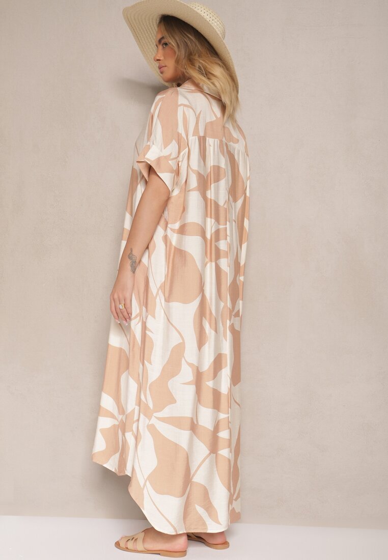 h&s Rochie Evazată Maro cu Model Abstract din Bumbac Telianiela