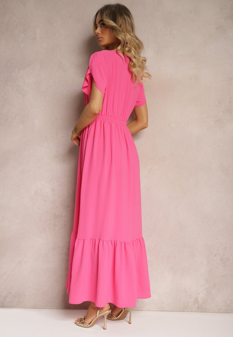 h&s Rochie fucsia cloș cu elastice în talie cu nasturi și șliț Gafia