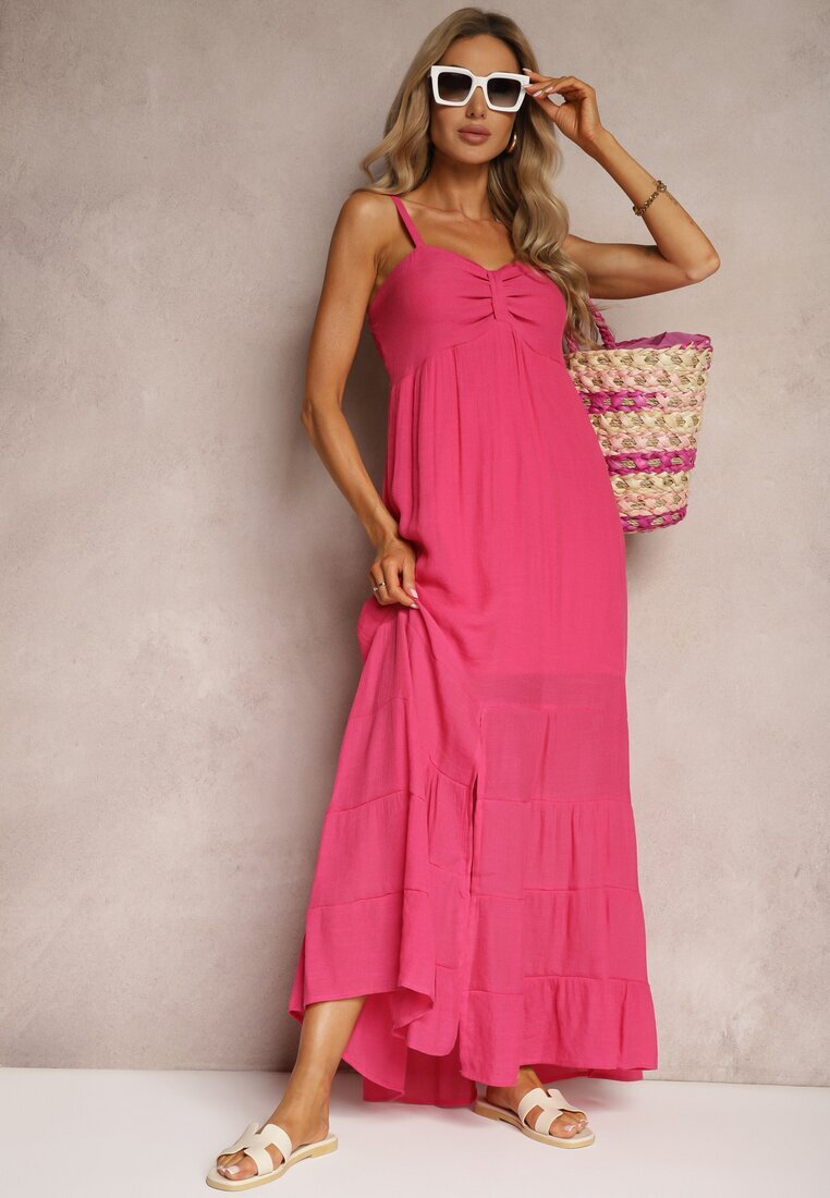 h&s Rochie Fucsia cu adaos de bumbac cu bretele reglabile și elastic la spate Tinanoras