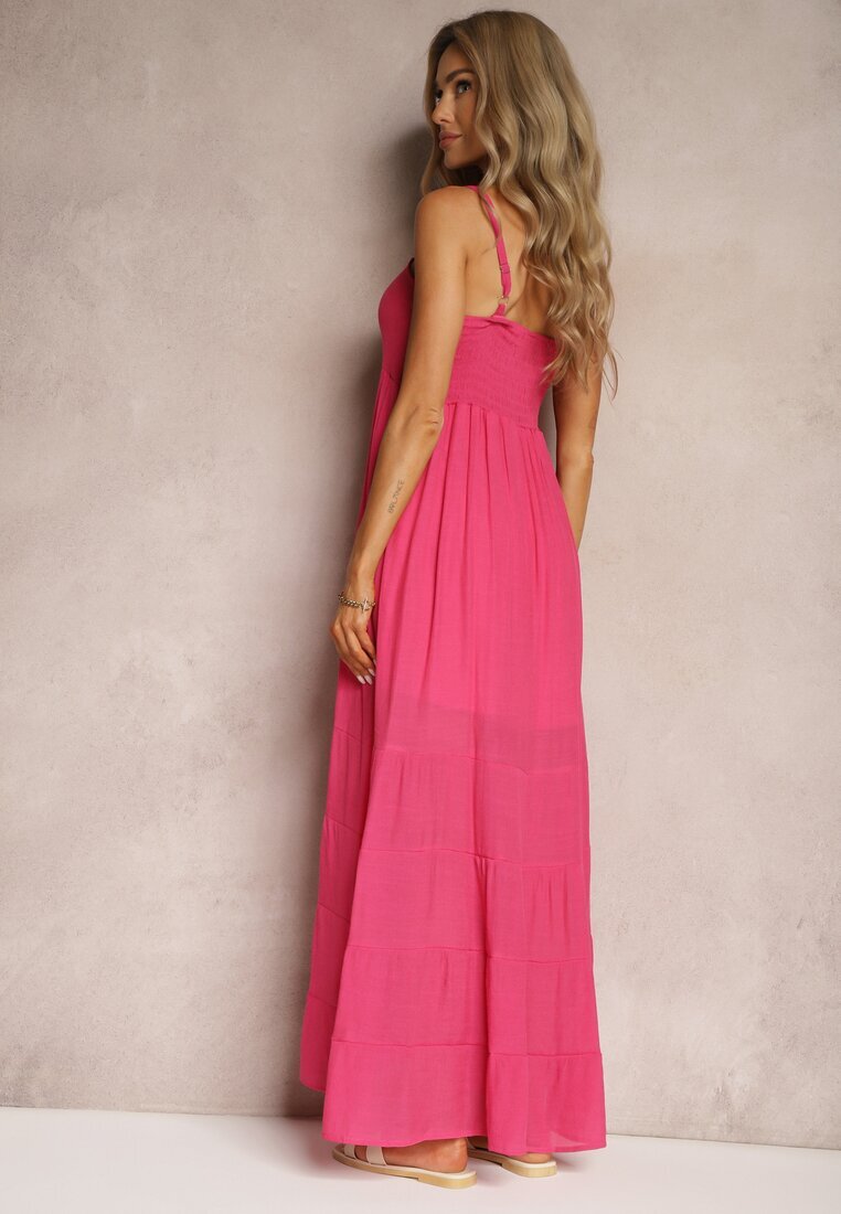 h&s Rochie Fucsia cu adaos de bumbac cu bretele reglabile și elastic la spate Tinanoras