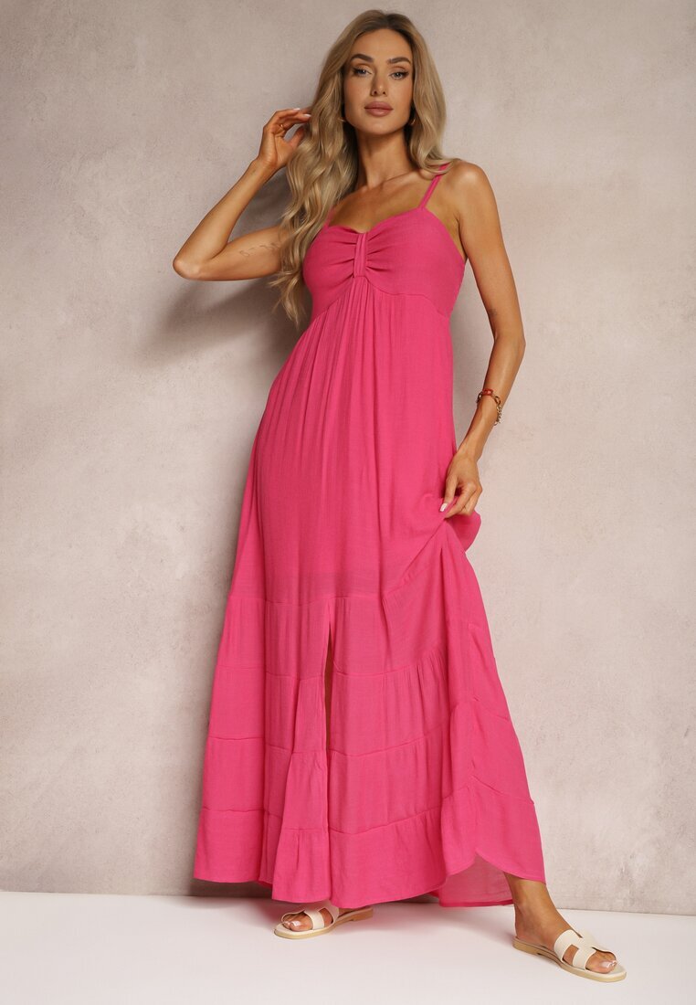 h&s Rochie Fucsia cu adaos de bumbac cu bretele reglabile și elastic la spate Tinanoras