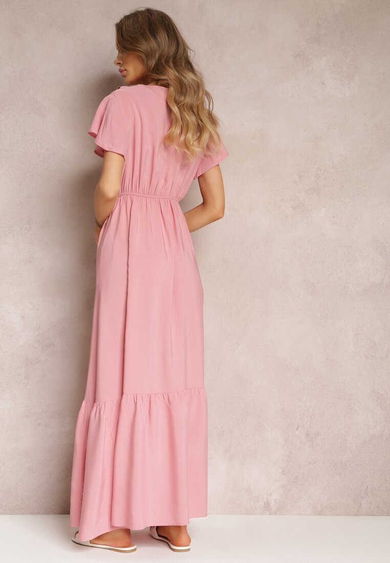 h&s Rochie Roz Maxi cu Decolteu petrecut și Elastic în talie Broka