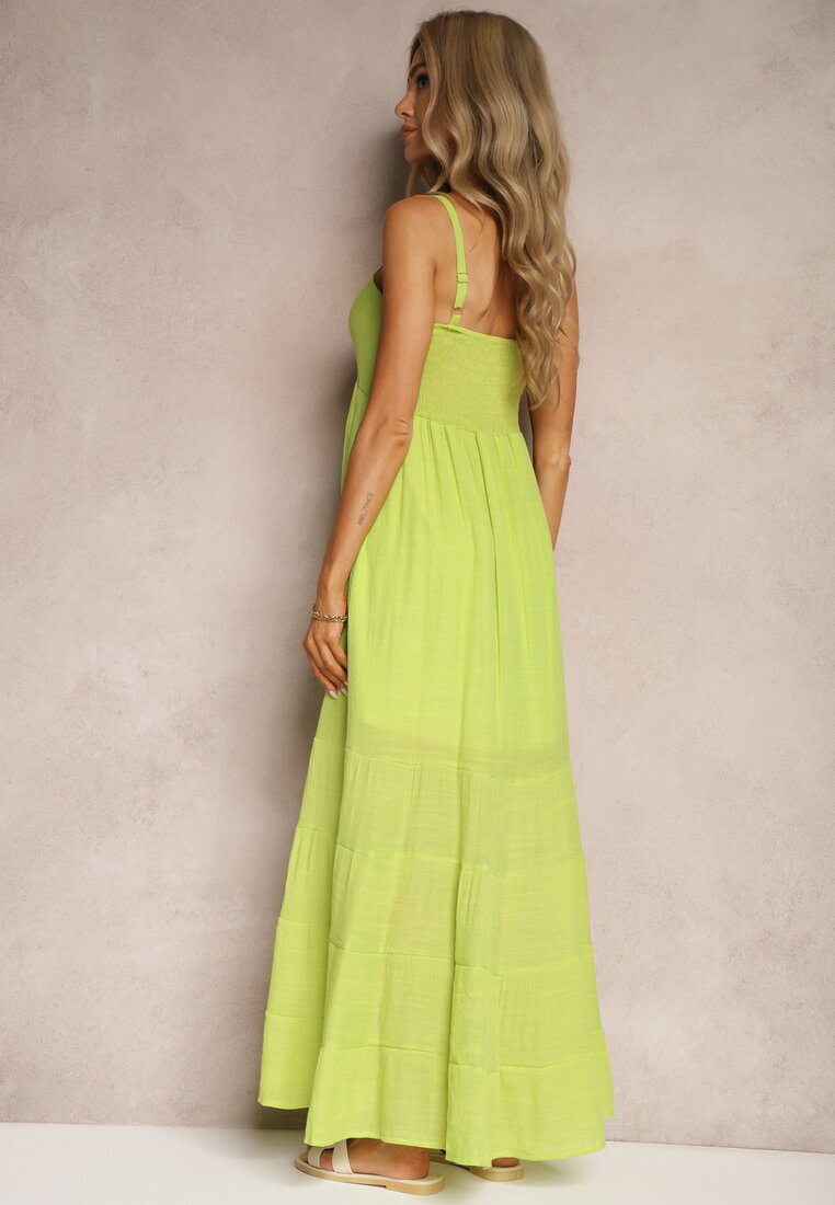 h&s Rochie Verde deschis cu Adaos de bumbac pe Bretele cu Reglare și Elastic la spate Tinanoras