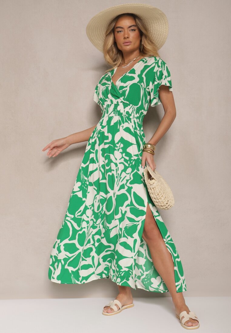 h&s Rochie Verde petrecută din viscoză cloș cu imprimeu abstract Rallevia