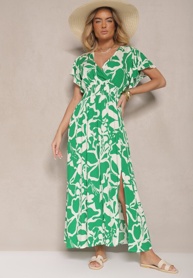 h&s Rochie Verde petrecută din viscoză cloș cu imprimeu abstract Rallevia