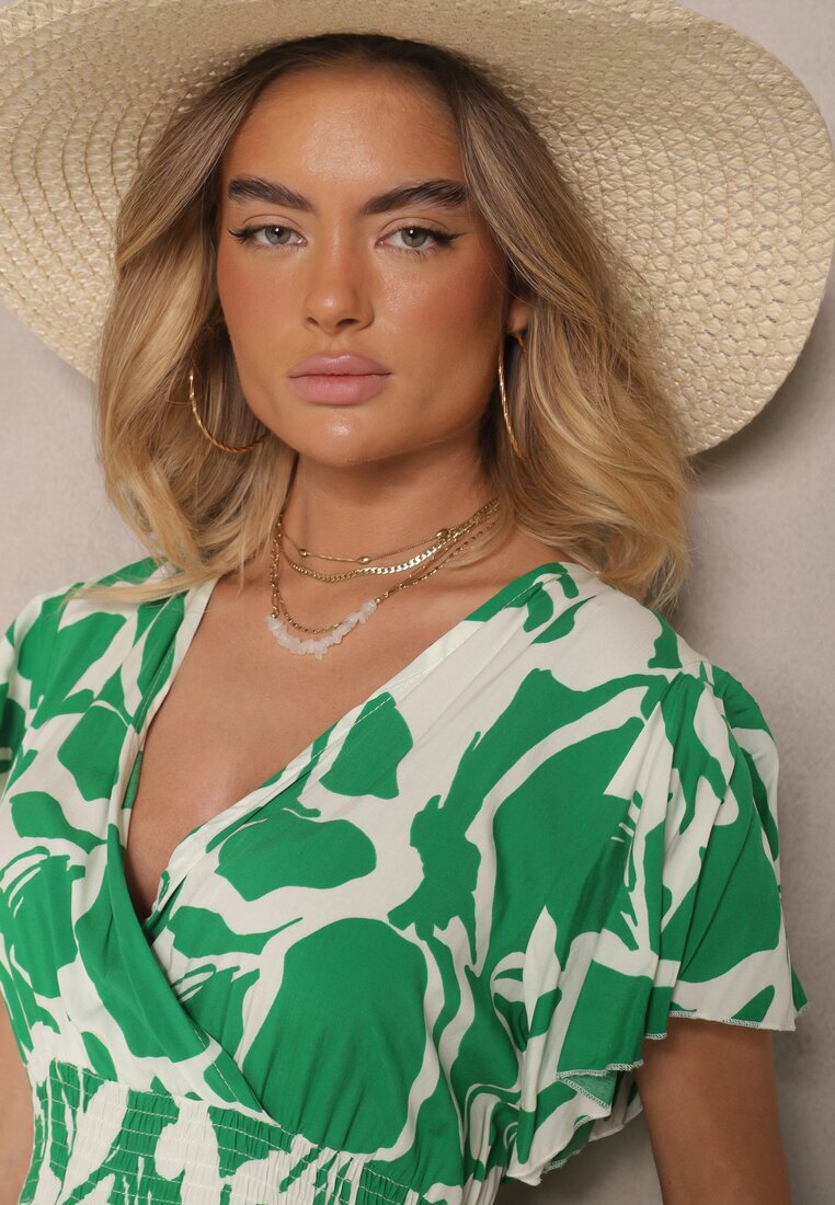 h&s Rochie Verde petrecută din viscoză cloș cu imprimeu abstract Rallevia
