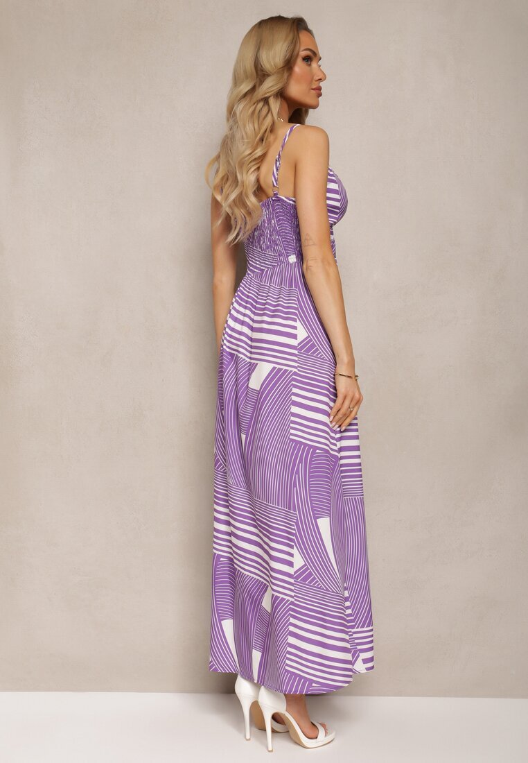 h&s Rochie Violet cu bretele reglabile cu elastic la spate și șlițuri Fatoria