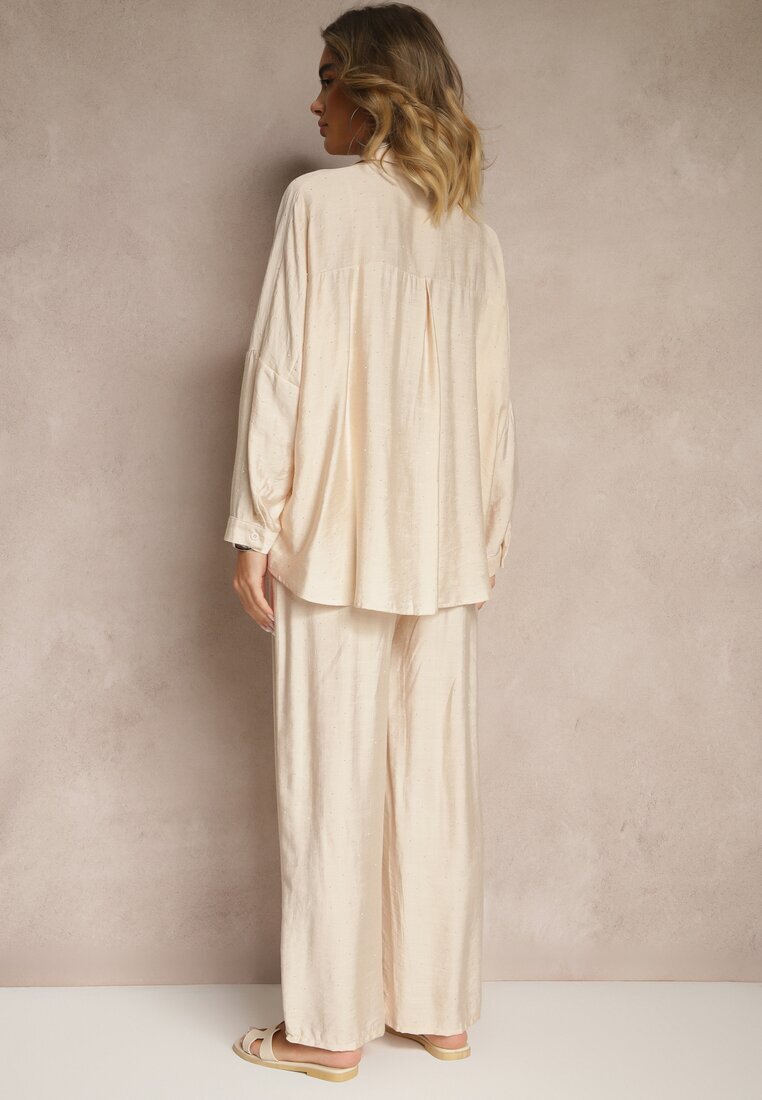 h&s Set Bej Oversize cu Cămașă și Pantaloni Ulonelia