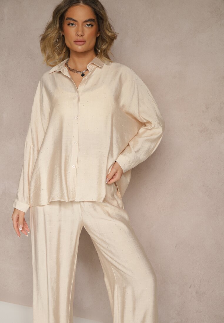 h&s Set Bej Oversize cu Cămașă și Pantaloni Ulonelia