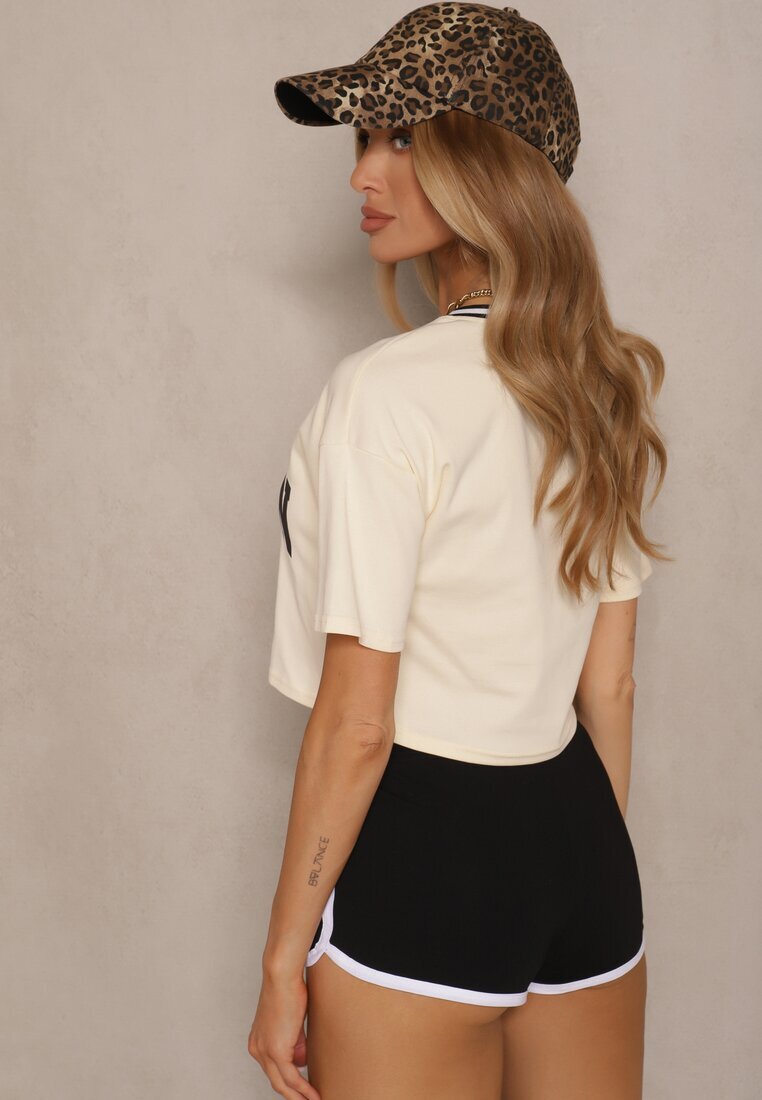 h&s Tricou Bej deschis din bumbac Decorat cu inscripție Lireline
