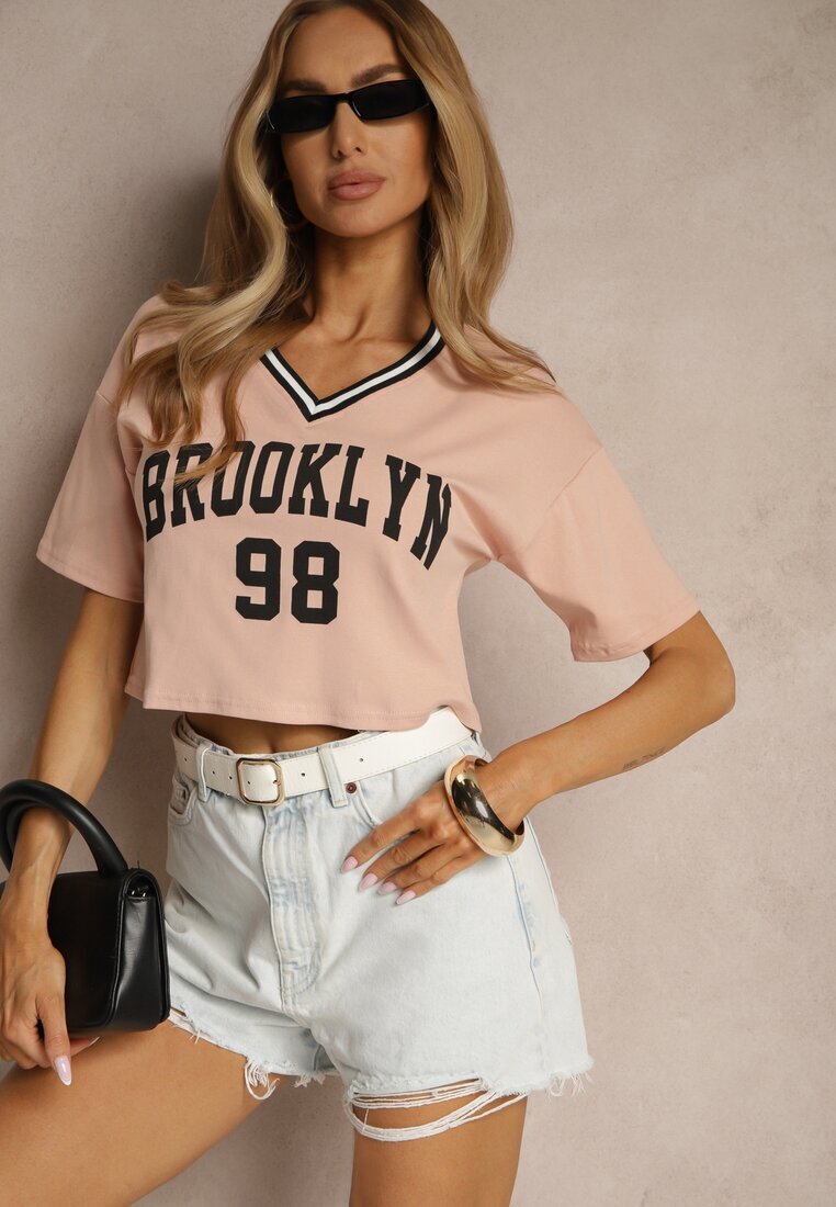 h&s Tricou Roz închis din Bumbac Decorat cu o inscripție Lireline