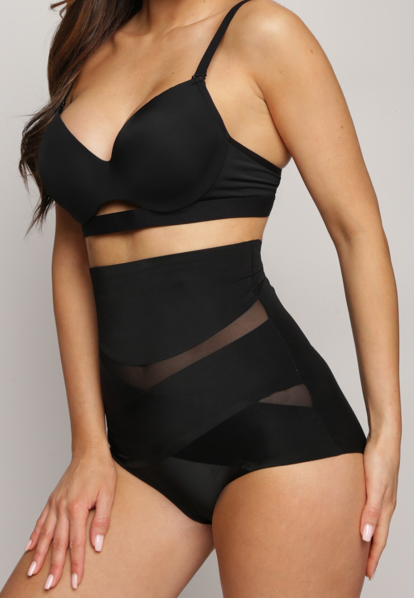 han Chiloți modelatori High Waist decorați cu cusături oblice Kikoneva Neagră