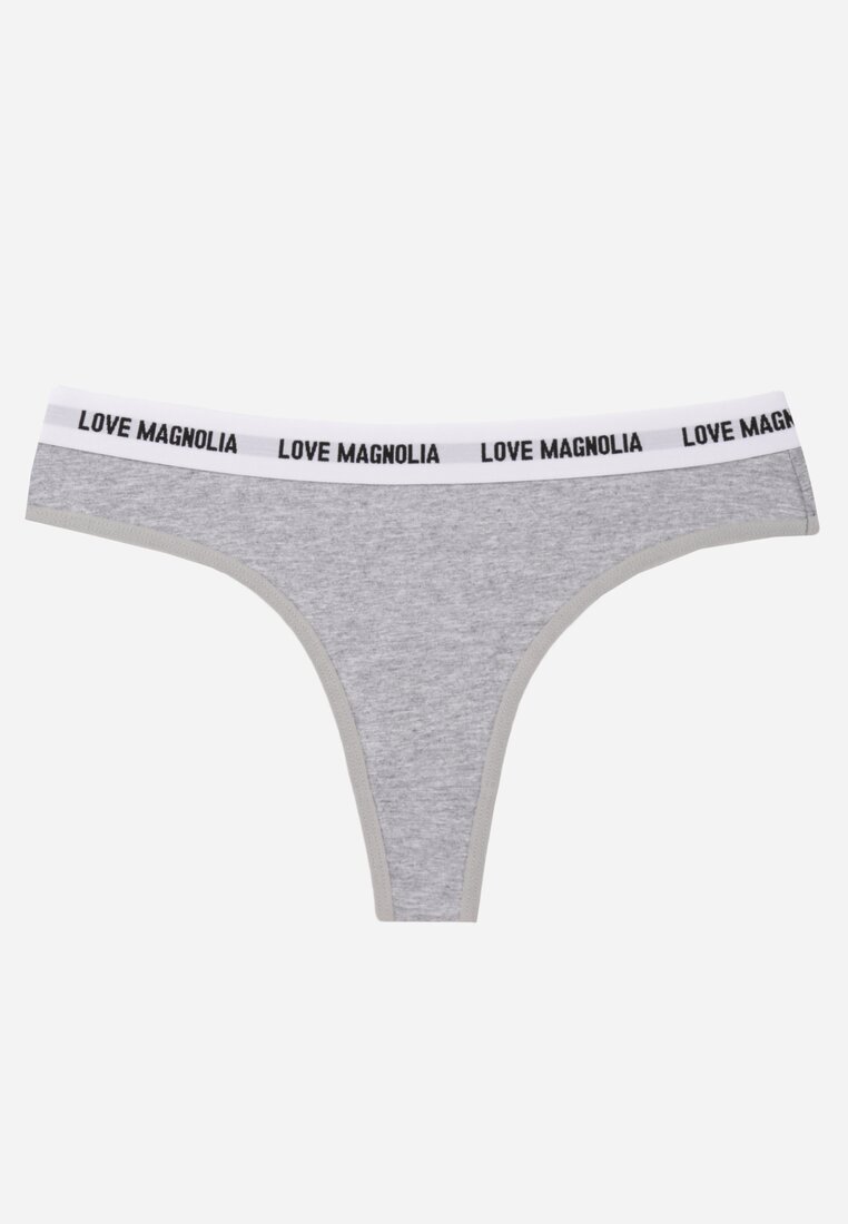 han Chiloți tanga Gri din Bumbac Decorate cu Inscripții Amero