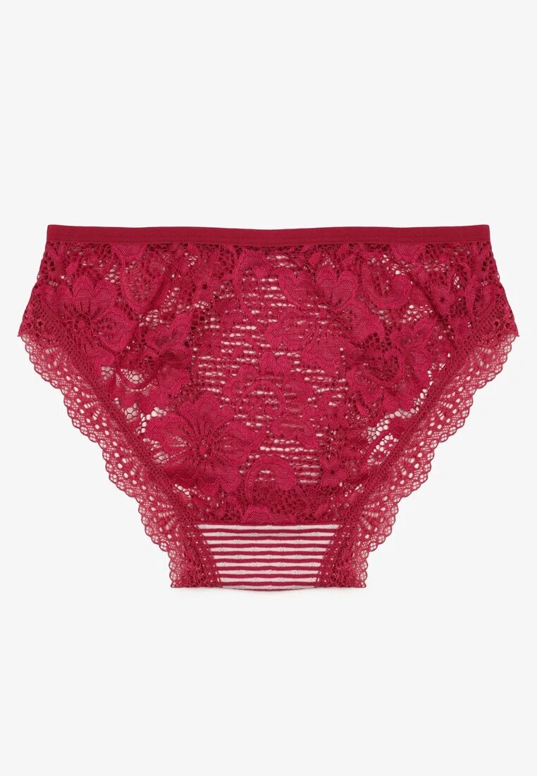 han Chiloți tip slip Roșii Decorați cu model în dungi și dantelă Olibia