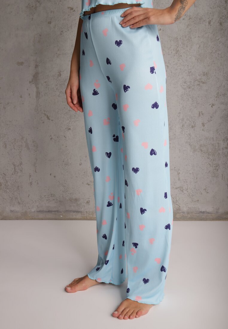 han Set de pijamale Albastru Elastic cu Inimioare Pantaloni și Top Isle