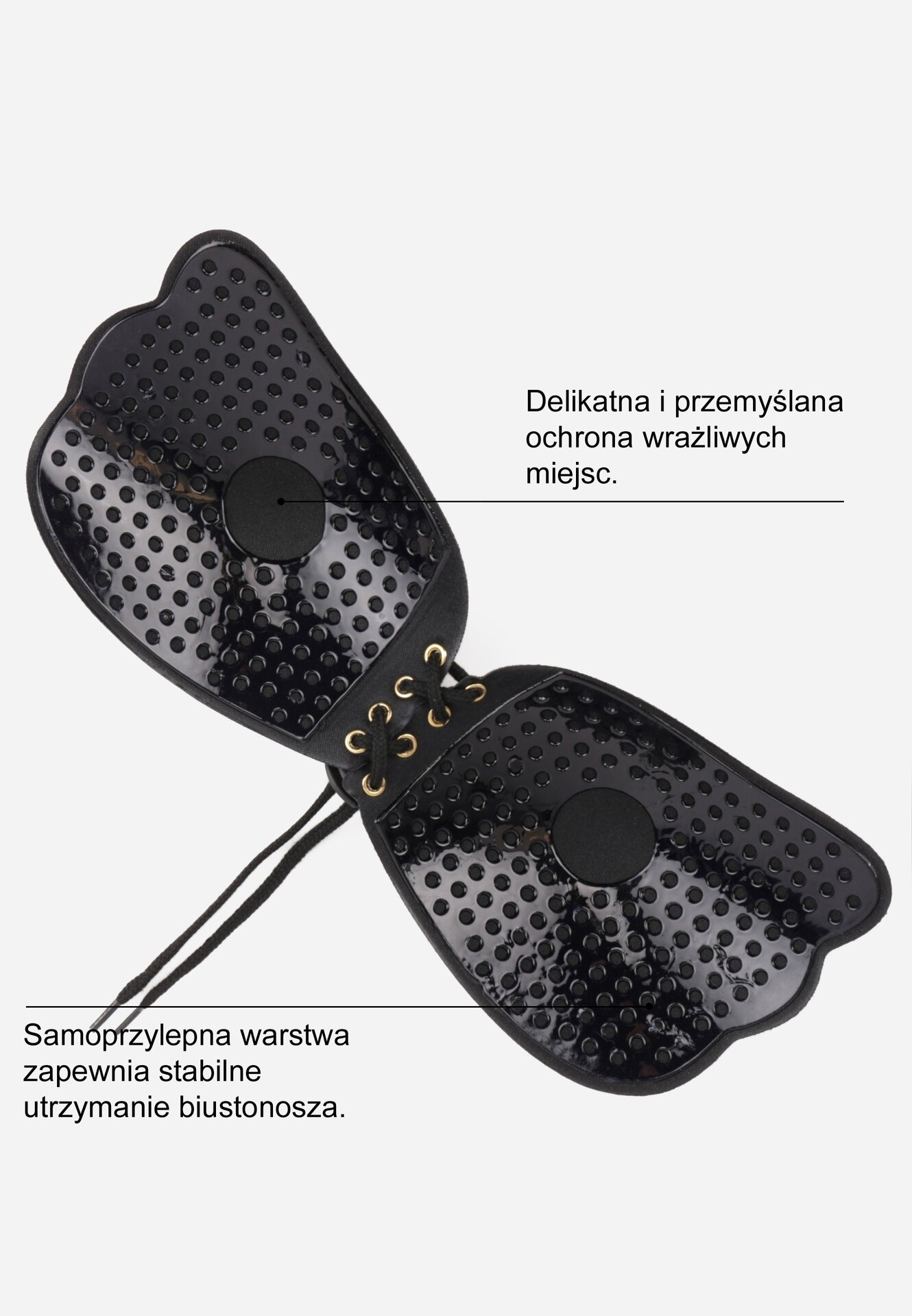 han Sutien Negru Autoadeziv cu Șnur de strângere și Cupe Materiale Khula