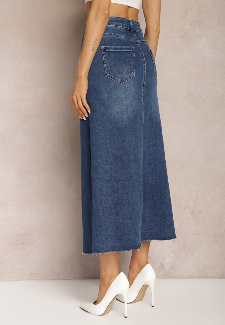 hello miss Fustă Bleumarin Maxi cu crăpătură din denim Vonuline