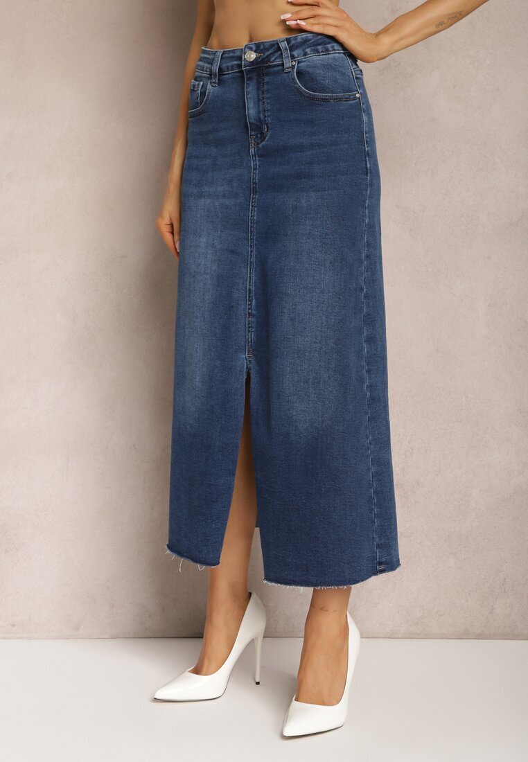 hello miss Fustă Bleumarin Maxi cu crăpătură din denim Vonuline