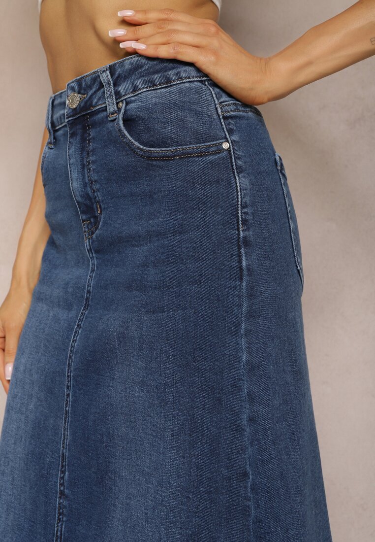 hello miss Fustă Bleumarin Maxi cu crăpătură din denim Vonuline