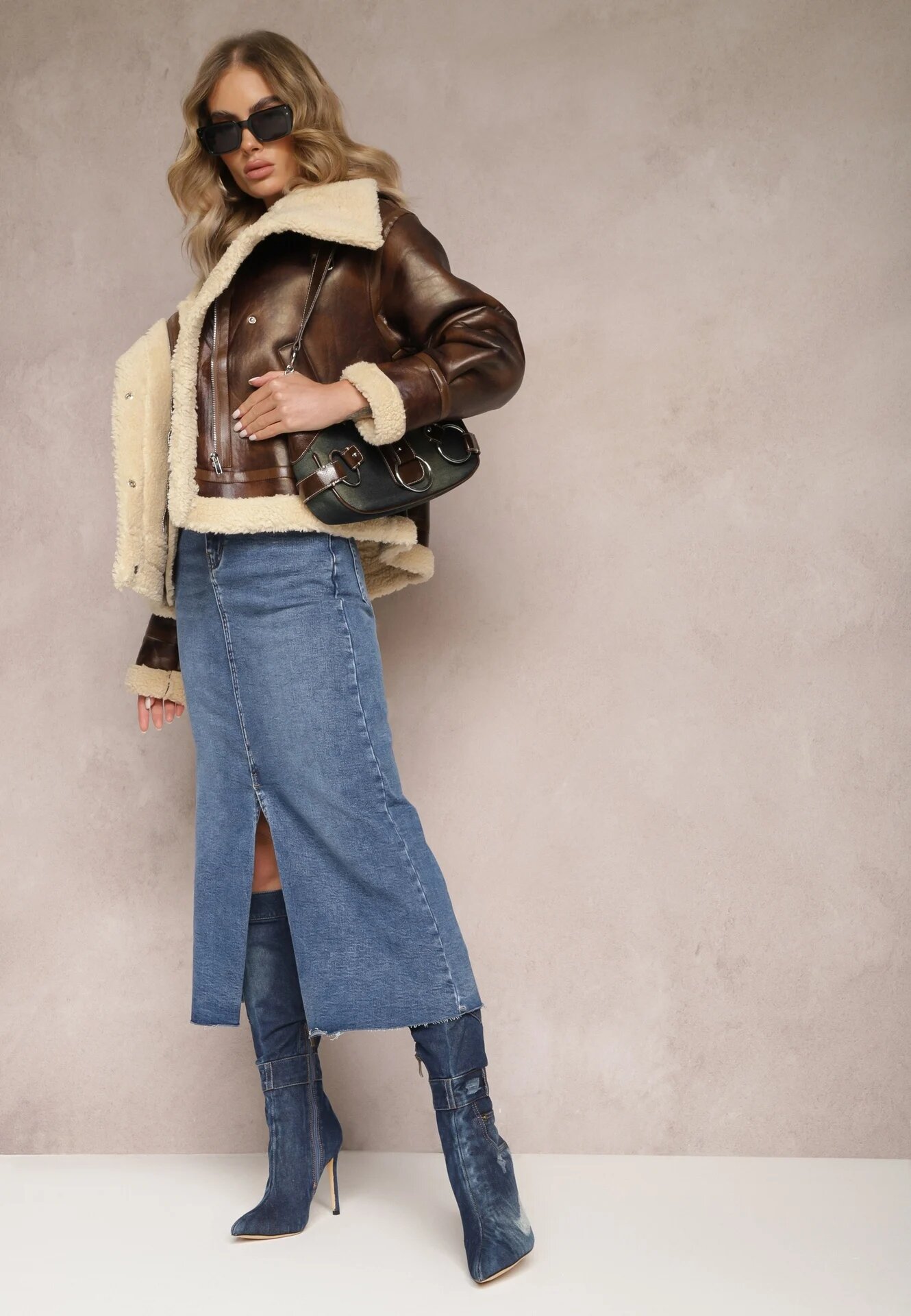 hello miss Fustă Maxi Albastră cu Despicătură din Denim Vonuline