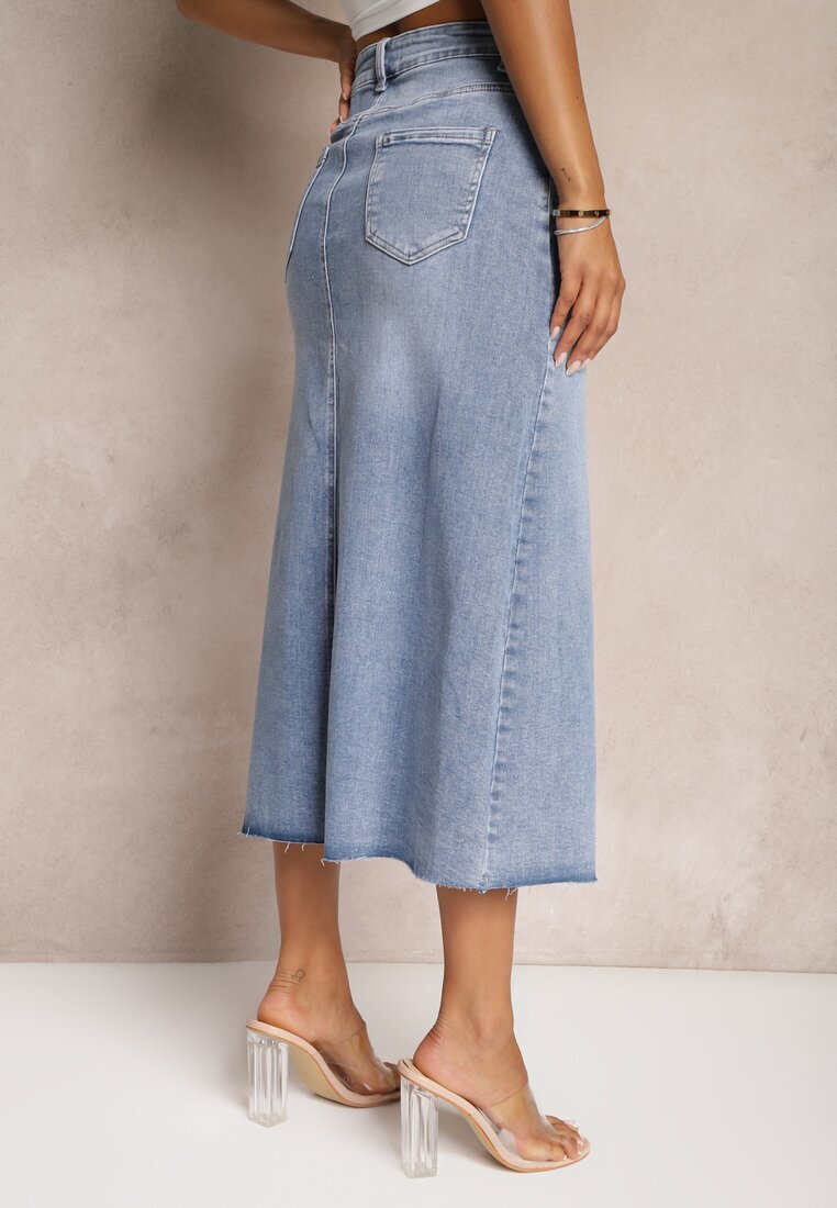 hello miss Fustă Maxi albastru deschis cu șliț din denim Vonuline