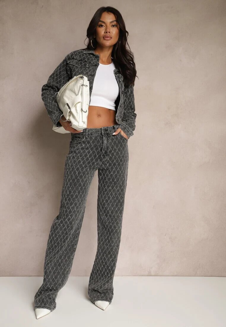 hello miss Geacă jeans cenușie din bumbac decorată cu rupturi Ariswenna