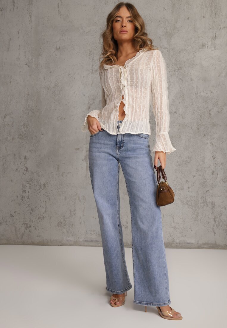 hello miss Jeans Albastre Wide Leg Regular Waist cu Bumbac și adaos de Viscoză Jeniemala