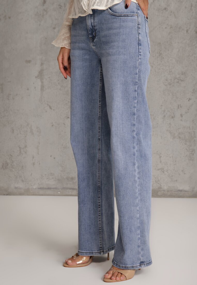 hello miss Jeans Albastre Wide Leg Regular Waist cu Bumbac și adaos de Viscoză Jeniemala
