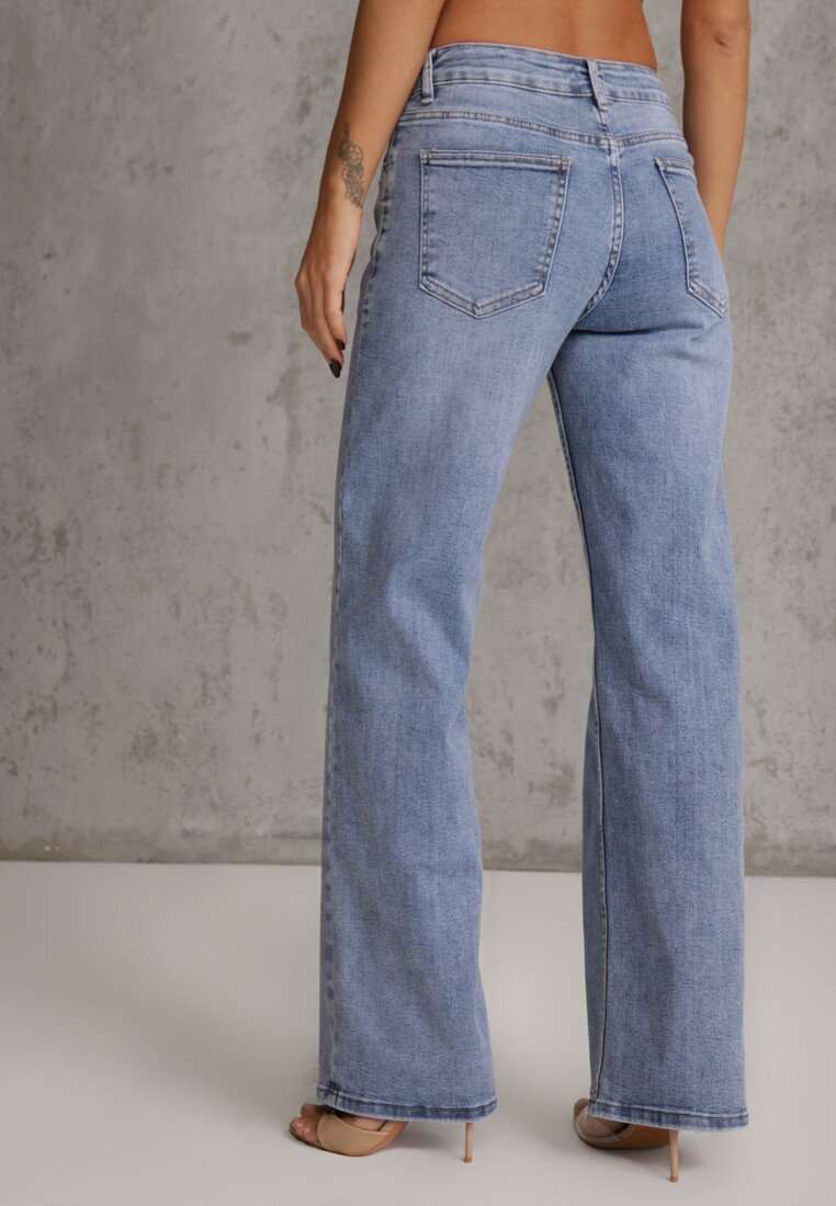 hello miss Jeans Albastre Wide Leg Regular Waist cu Bumbac și adaos de Viscoză Jeniemala