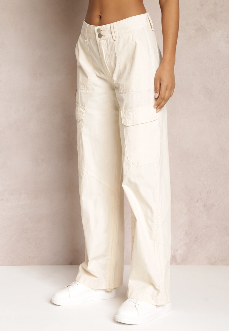 hello miss Pantaloni Bej Din Bumbac cu Elastic la Glezne Moye