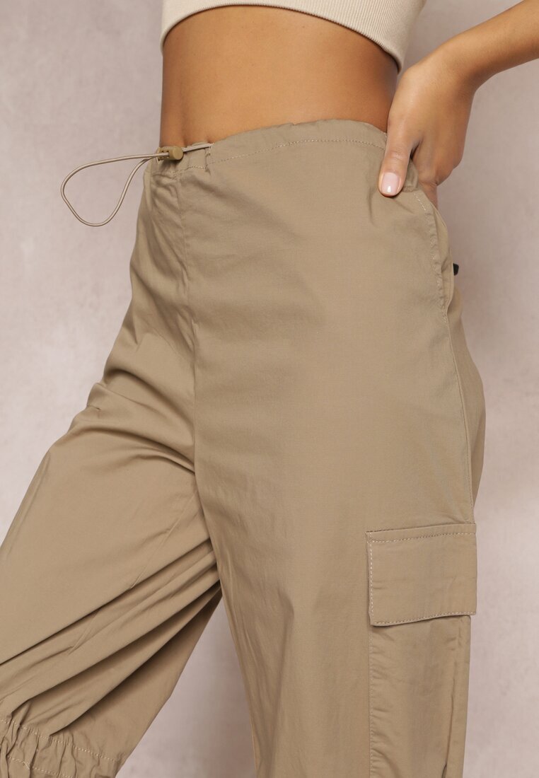 hello miss Pantaloni Bej tip Parașută Cargo cu șnururi reglabile Sterise