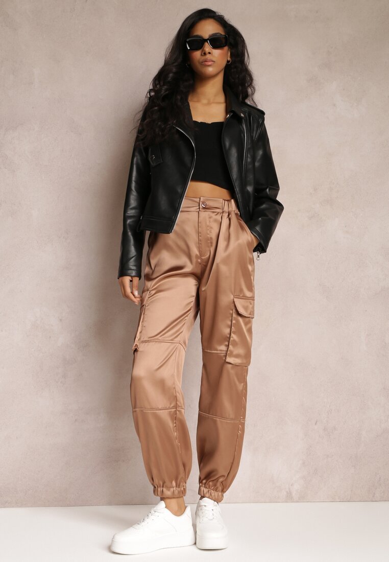 hello miss Pantaloni jogger bej închis cu buzunare cargo cu velcro Jeandal