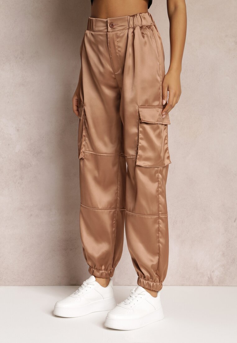 hello miss Pantaloni jogger bej închis cu buzunare cargo cu velcro Jeandal