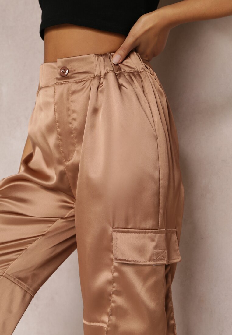 hello miss Pantaloni jogger bej închis cu buzunare cargo cu velcro Jeandal
