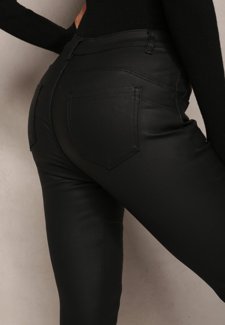 hello miss Pantaloni Negri Skinny din Piele Ecologică Lirael