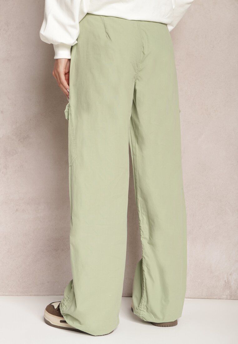 hello miss Pantaloni Verde de bumbac cu elastic la glezne Moye