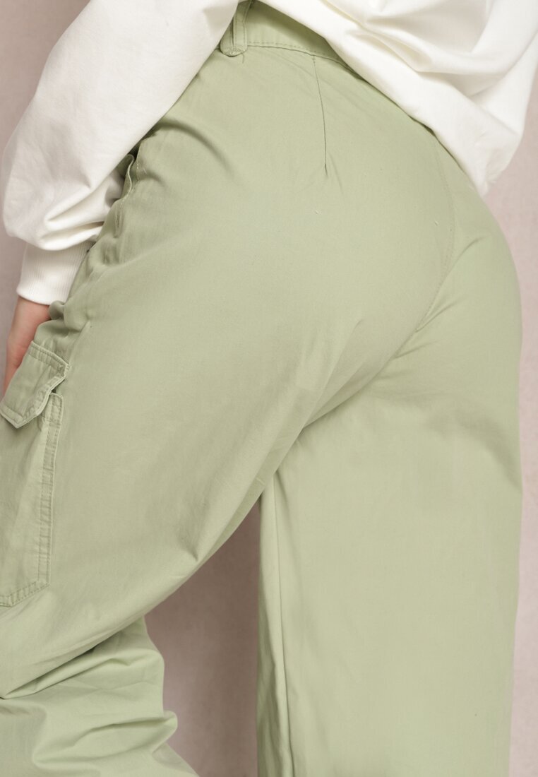hello miss Pantaloni Verde de bumbac cu elastic la glezne Moye