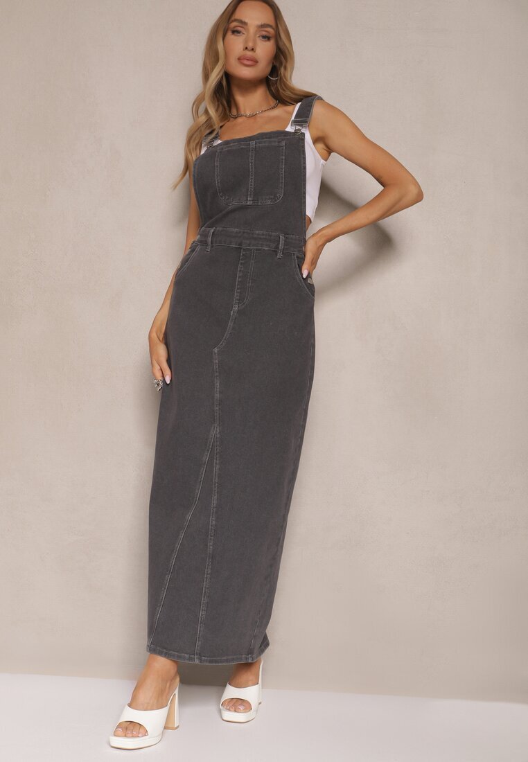 hello miss Rochie Gri închis tip salopetă cu șliț decorativ Ralhira